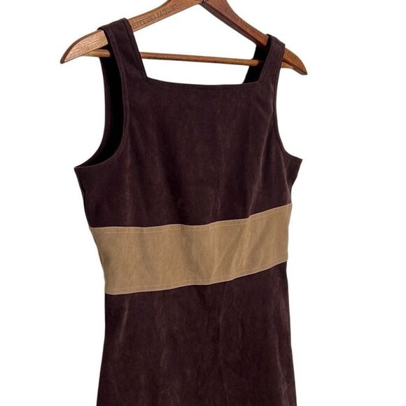 La Belle Square Neck Stretch Sleeveless Mini Sheath Dress Brown Size 7 - Picture 3 of 9